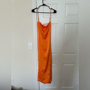 Mango - Orange Satin Slip Dress